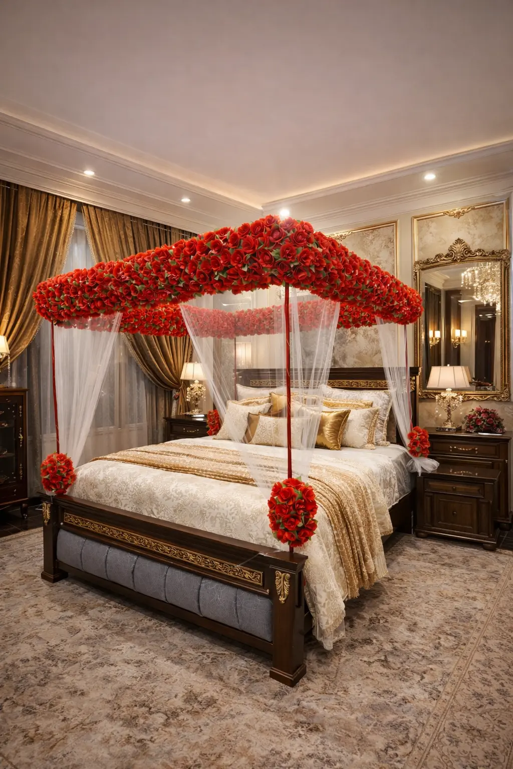 All Red Artificial Masehri Design in Lahore (Full Red Canopy)