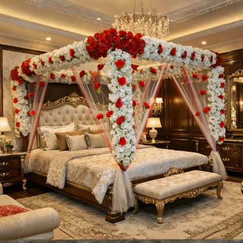 Red & White Artificial Masehri Design in Lahore (Luxury Full Canopy)