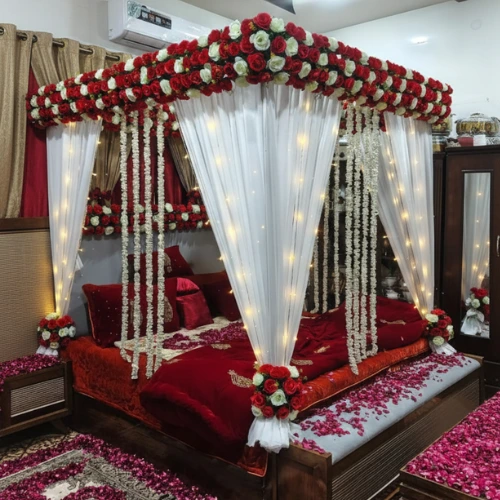 Red & White Artificial Masehri Design in Lahore (Fairy Lights Canopy)